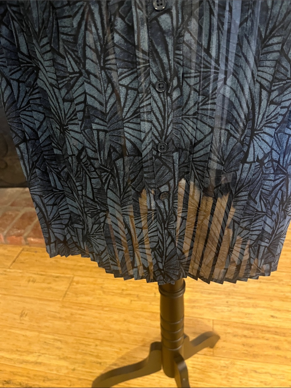 Garnet Hill Navy and Black Leaf-Print Long-Sleeve Dress - Picture 4 of 6